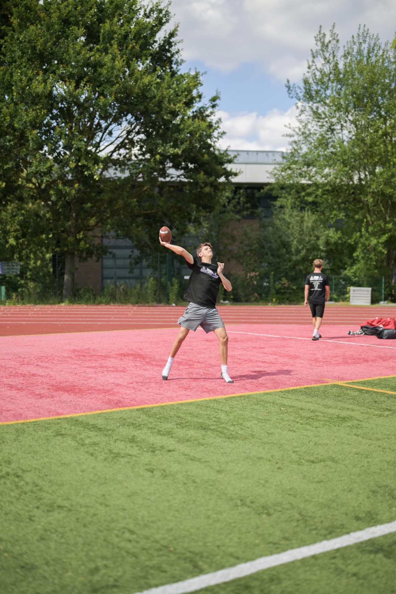 Letting it fly on the track-side field
