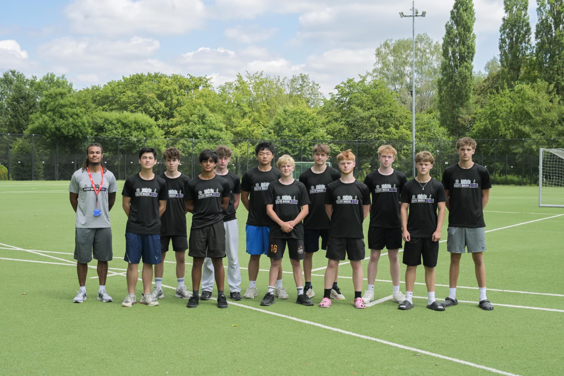 Elite Week football squad on the turf