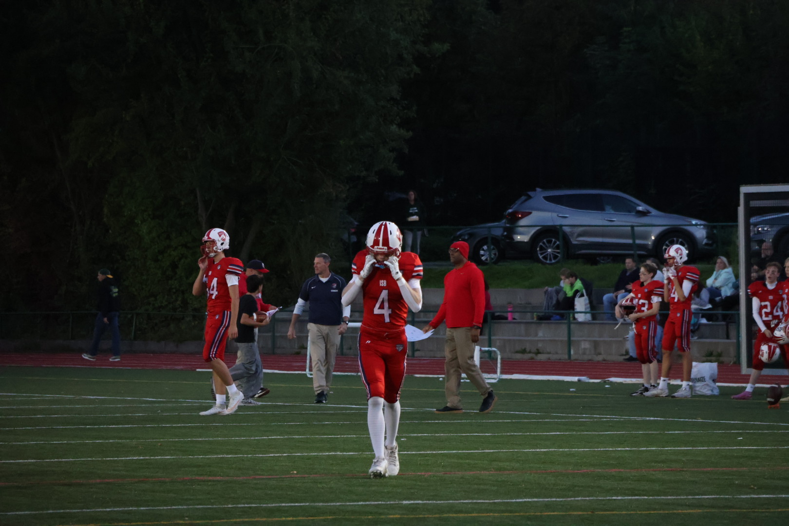 Raiders Football players on the field